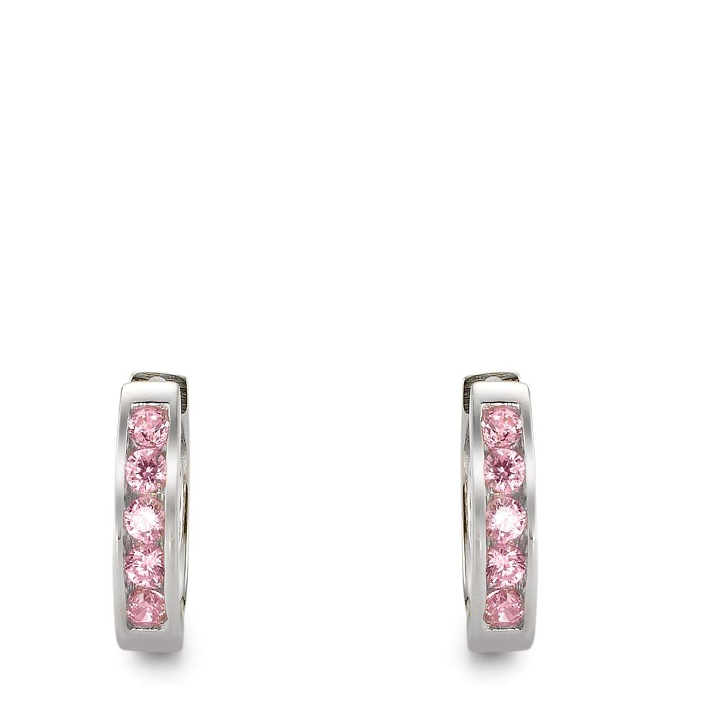 Orecchini circolari Argento Zirconia rosa rodiato