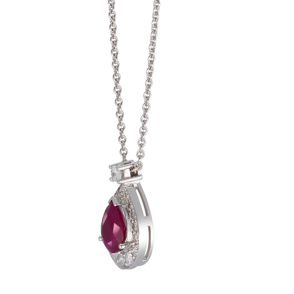 Collana Oro bianco 750/18 carati Rubino p1, Diamante 0.21 ct, 18 pietra, w-si 42 cm