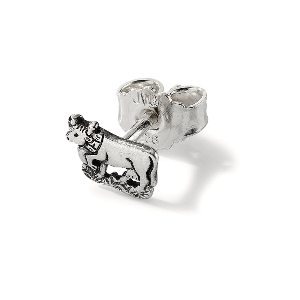 Orecchini a bottone con mucca in argento sterling 925 - Italia Orecchini a bottone con mucca in argento sterling 925 - Italia