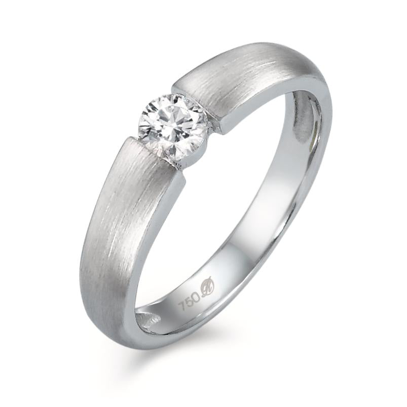 Anello solitario Oro bianco 750/18 carati Diamante bianco, 0.20 ct, w-si Ø3.8 mm