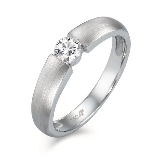 Anello solitario Oro bianco 750/18 carati Diamante bianco, 0.20 ct, w-si Ø3.8 mm