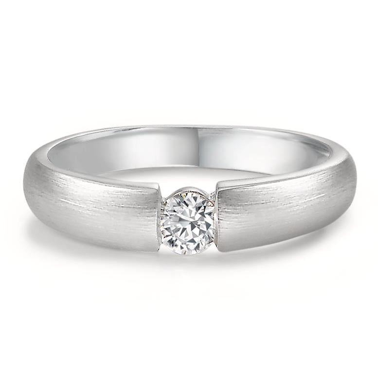 Anello solitario Oro bianco 750/18 carati Diamante bianco, 0.20 ct, w-si Ø3.8 mm