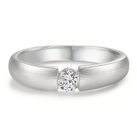 Anello solitario Oro bianco 750/18 carati Diamante bianco, 0.20 ct, w-si Ø3.8 mm