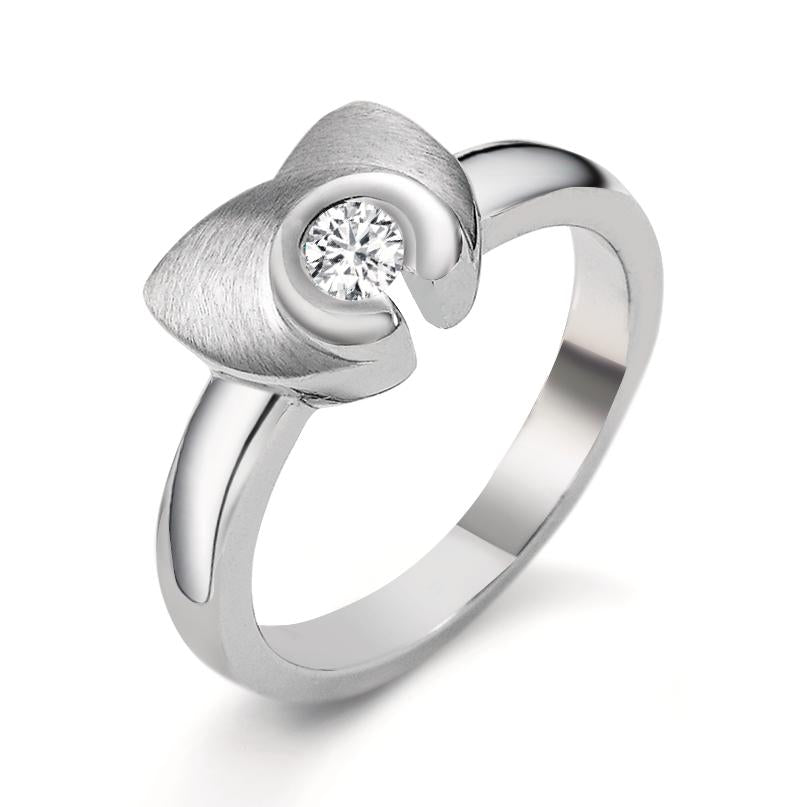Anello Oro bianco 750/18 carati Diamante 0.12 ct, w-si