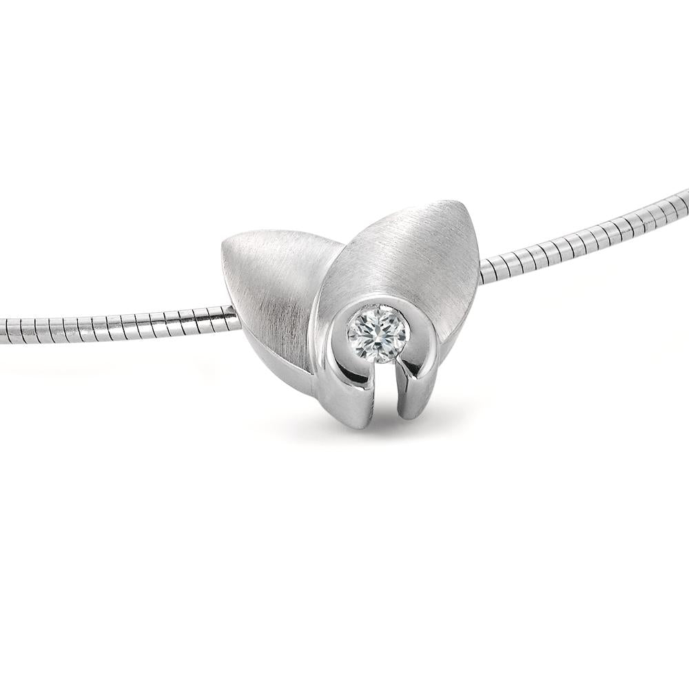 Ciondolo Oro bianco 750/18 carati Diamante 0.12 ct, w-si