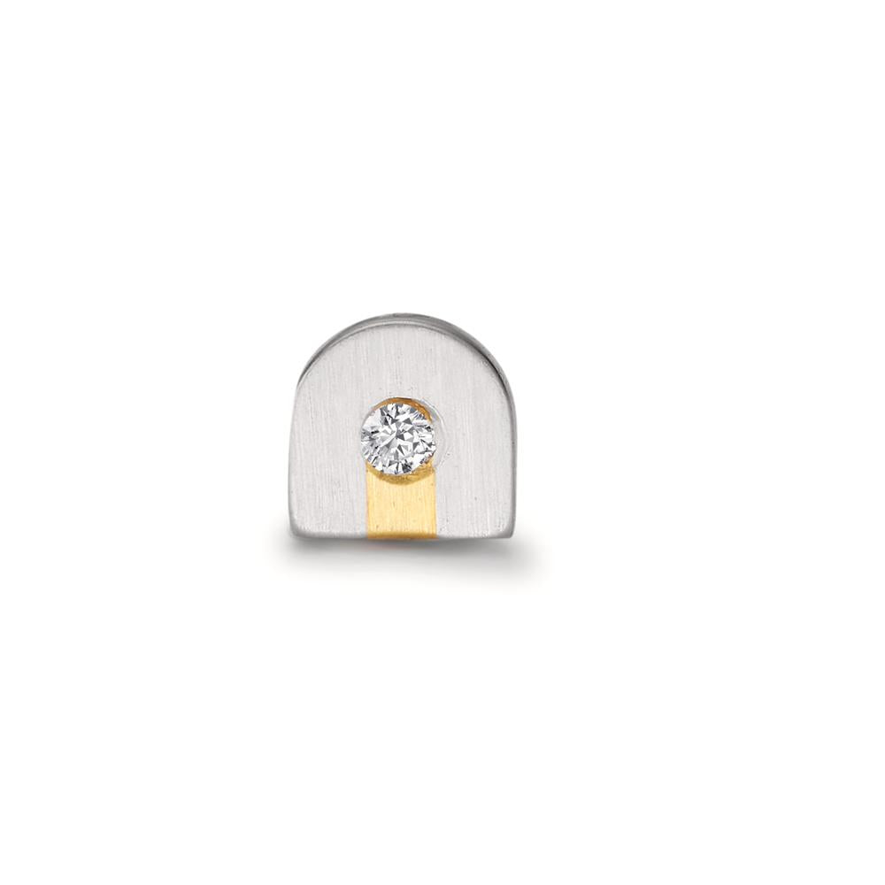 Orecchini a bottone 1 pz Platino 950 Diamante 0.02 ct, w-si