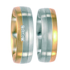 Anello 500 Palladio, Oro giallo 750/18 carati, Oro bianco 750/18 carati Diamante 0.04 ct, 4 pietra, w-si