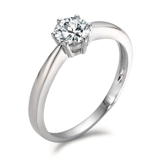 Anello solitario Oro bianco 750/18 carati Moissanite bianco, 0.50 ct, [Brillant]