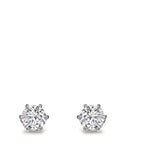 Orecchini a bottone Oro bianco 750/18 carati Moissanite 2 pietra Ø5 mm