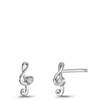Orecchini a bottone Argento Zirconia rodiato Clef