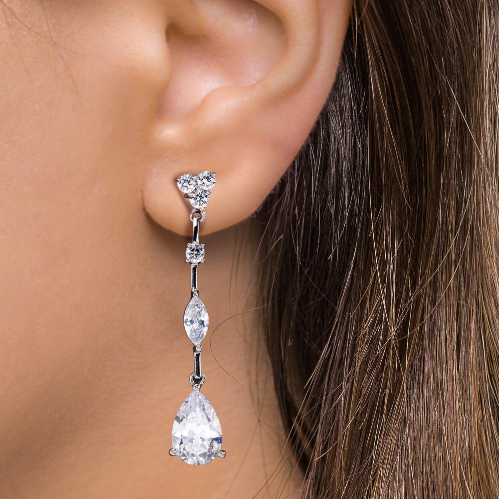 Orecchini Argento Zirconia rodiato