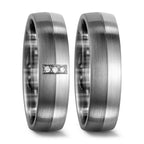 Anello del partner Oro bianco 375/9K, 500 Palladio Diamante 0.03 ct, 3 pietra, tw-si