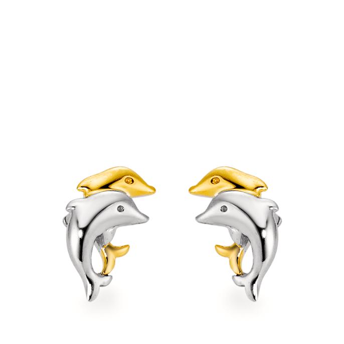 Orecchini a bottone Argento bicolore bicolore Delfino