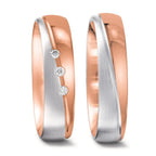 Anello del partner Oro rosso 750/18 carati, Oro bianco 750/18 carati Diamante 0.045 ct, 3 pietra, tw-vsi