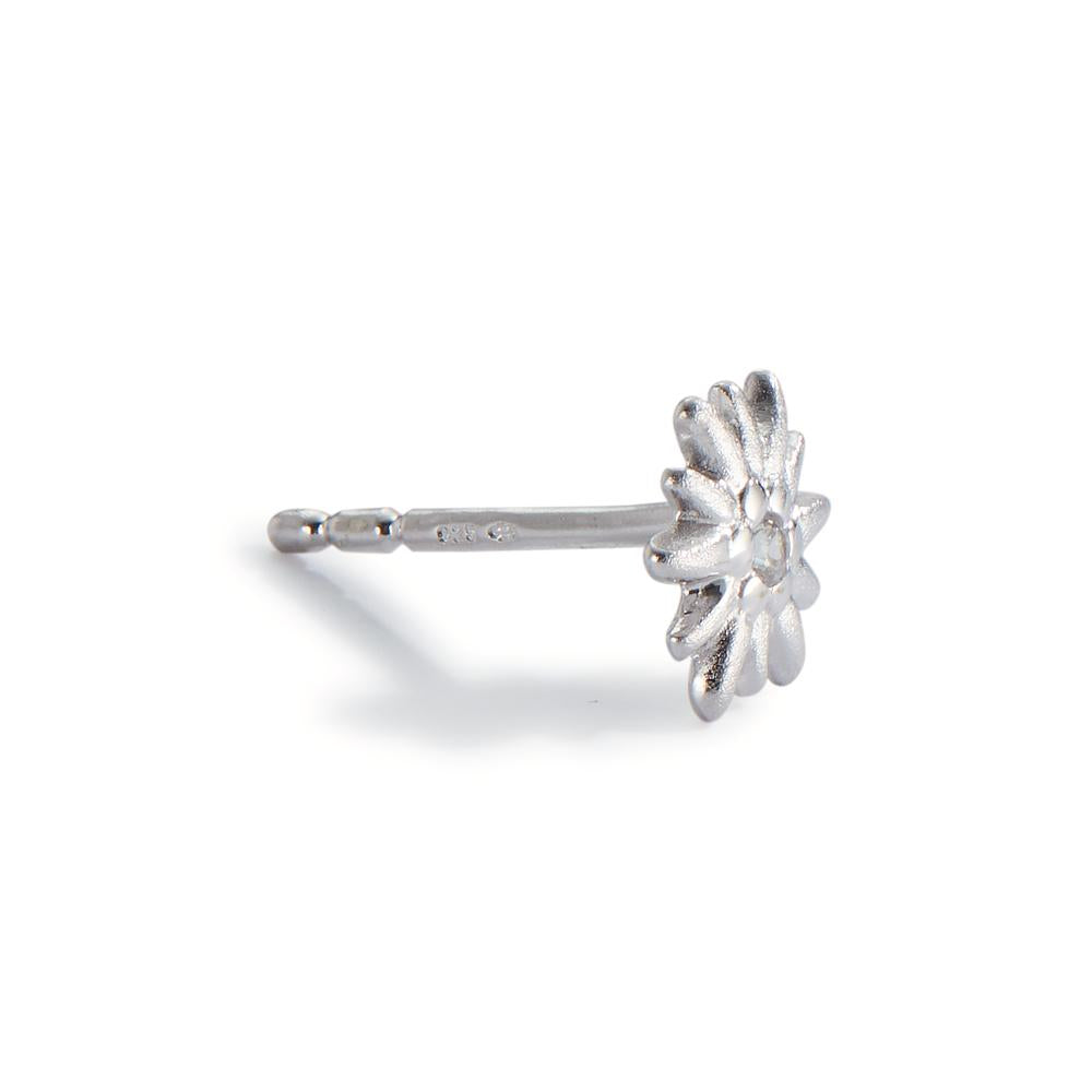 Orecchini a bottone 1 pz Argento Zirconia rodiato Stella alpina Ø7 mm