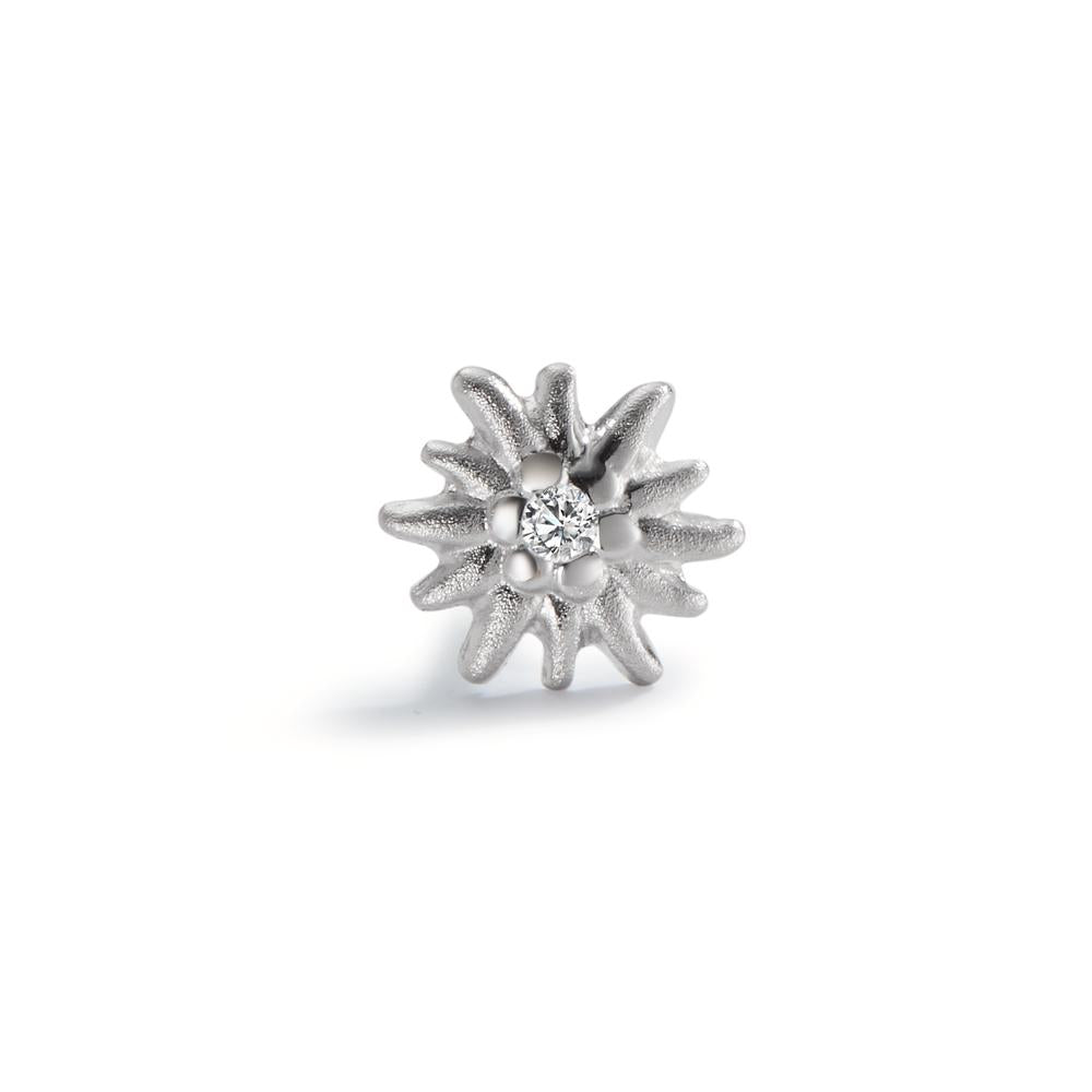 Orecchini a bottone 1 pz Argento Zirconia rodiato Stella alpina Ø7 mm