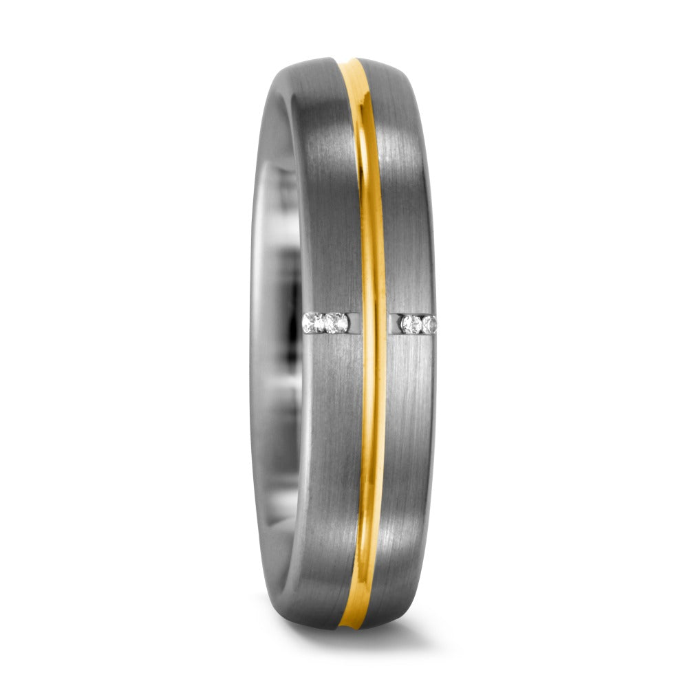 Anello 950 Palladio, Oro giallo 750/18 carati Diamante 0.02 ct, 4 pietra, tw-vsi