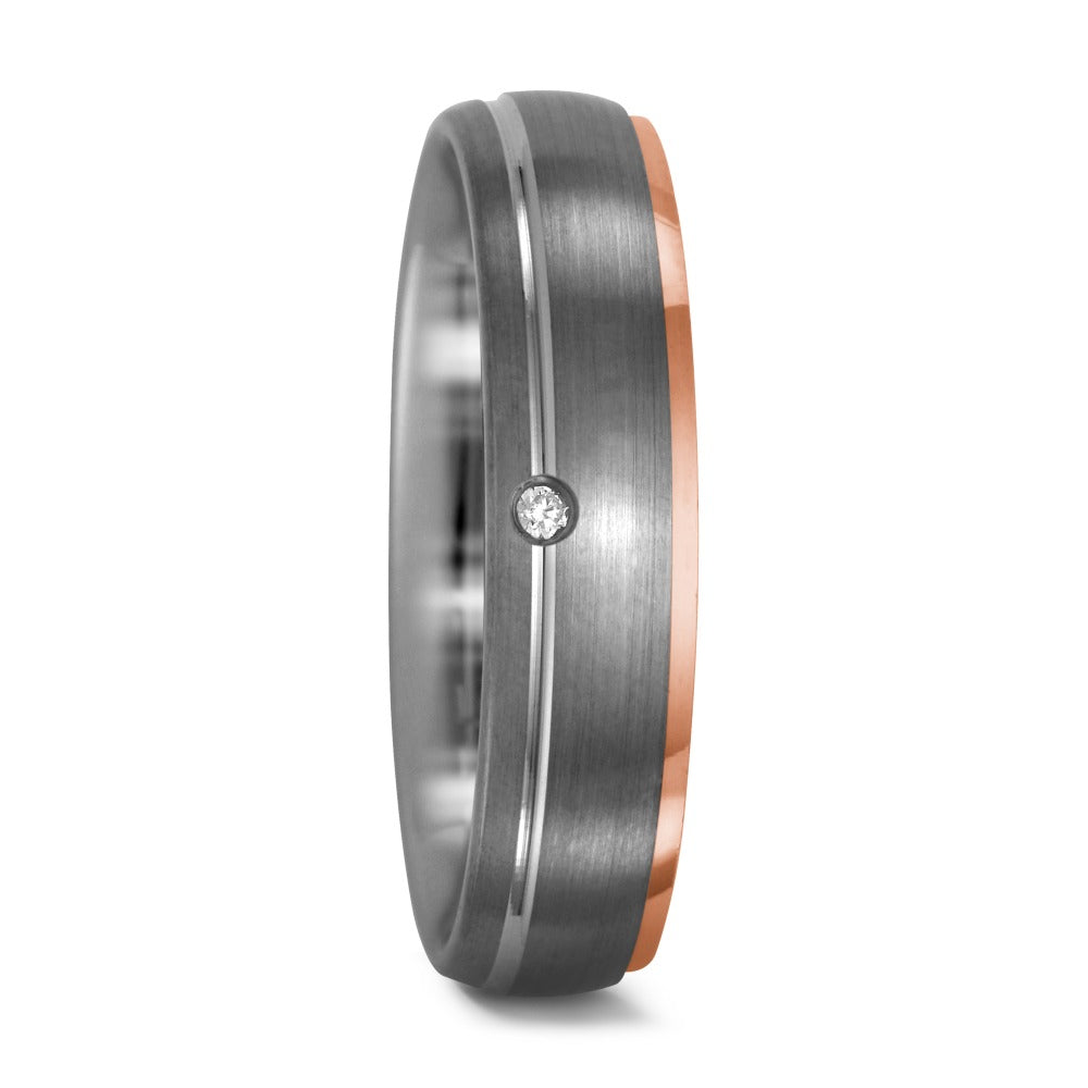 Anello 950 Palladio, Oro rosso 750/18 carati Diamante 0.015 ct, tw-vsi