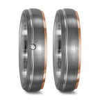 Anello 950 Palladio, Oro rosso 750/18 carati Diamante 0.015 ct, tw-vsi