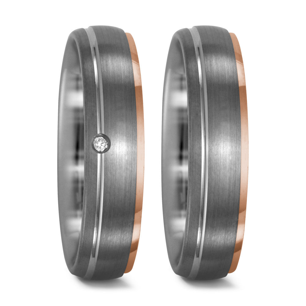 Anello 950 Palladio, Oro rosso 750/18 carati Diamante 0.015 ct, tw-vsi