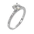 Anello Oro bianco 750/18 carati Moissanite 6 mm, Diamante 0.158 ct, 18 pietra, [Brillant]