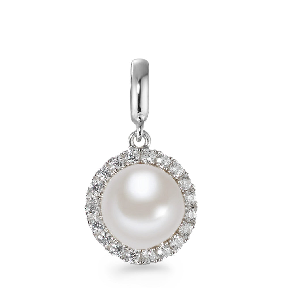 Ciondolo Argento Zirconia rodiato Perla coltivata d'acqua dolce bianco