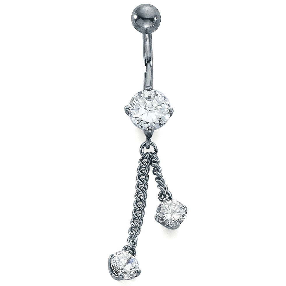 Piercing all'ombelico Acciaio inossidabile Cristallo bianco, 3 pietra