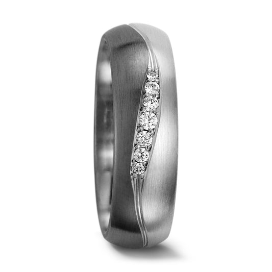 Anello del partner 500 Palladio, Oro bianco 375/9K Diamante 0.08 ct, 7 pietra, tw-vsi