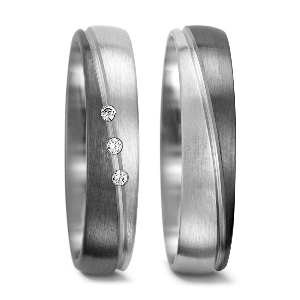 Anello del partner 500 Palladio, Oro bianco 375/9K Diamante 0.045 ct, 3 pietra, tw-vsi