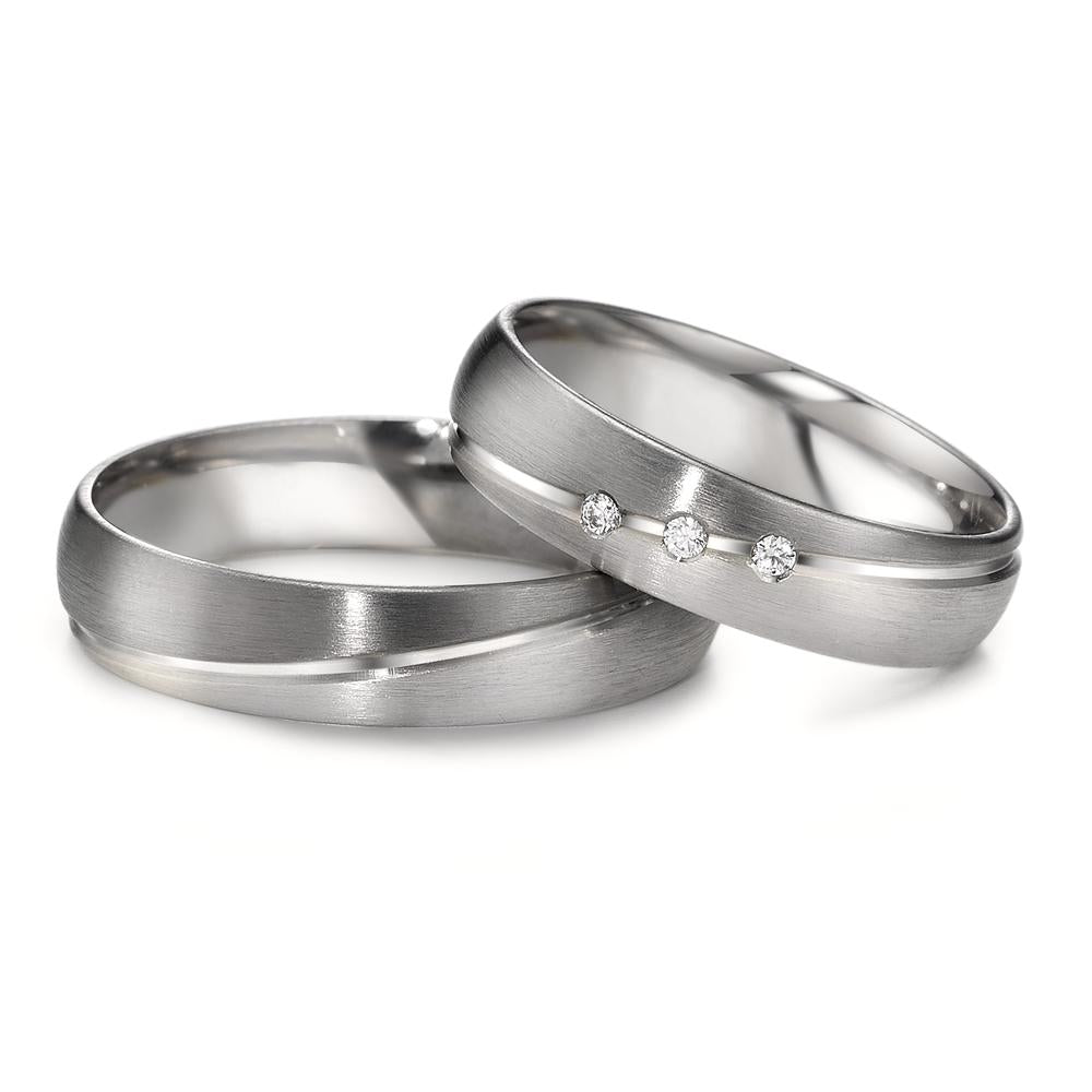 Anello del partner 500 Palladio, Oro bianco 375/9K Diamante 0.045 ct, 3 pietra, tw-vsi