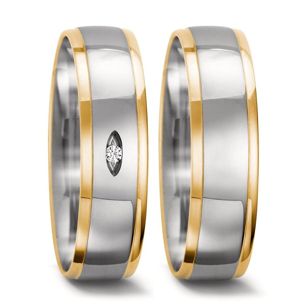 Anello del partner Oro bianco 750/18 carati, Oro giallo 750/18 carati