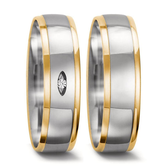 Anello del partner Oro bianco 750/18 carati, Oro giallo 750/18 carati