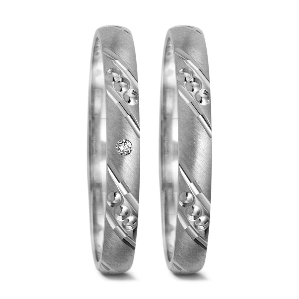 Anello del partner Oro bianco 750/18 carati Diamante 0.01 ct, tw-si