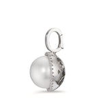 Ciondolo Oro bianco 750/18 carati Diamante bianco, 0.19 ct, 32 pietra, [Brillant], tw-vsi Perla coltivata d'acqua dolce bianco, 12.5 mm Ø16 mm