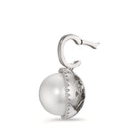 Ciondolo Oro bianco 750/18 carati Diamante bianco, 0.19 ct, 32 pietra, [Brillant], tw-vsi Perla coltivata d'acqua dolce bianco, 12.5 mm Ø16 mm