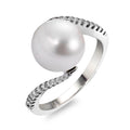 Anello Oro bianco 750/18 carati Diamante bianco, 0.15 ct, 22 pietra, [Brillant], w-si Perla coltivata d'acqua dolce, 22 Perla, 9.5 mm