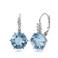 Orecchini Oro bianco 750/18 carati Topazio blu, 2 pietra, Diamante 0.09 ct, 6 pietra, [Brillant], w-si