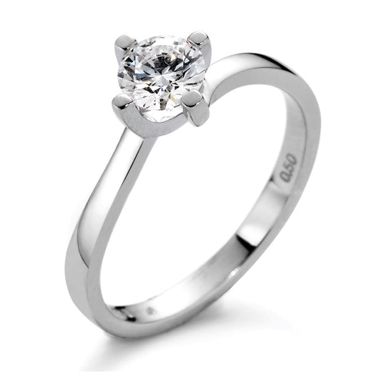 Anello solitario Oro bianco 750/18 carati Diamante bianco, 0.10 ct, [Brillant], w-si