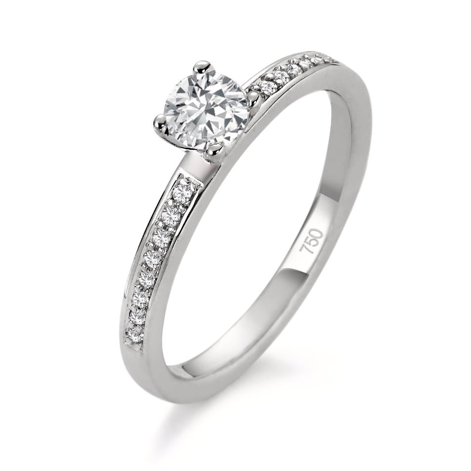 Anello solitario Oro bianco 750/18 carati Diamante bianco, 0.40 ct, 17 pietra, [Brillant], w-si