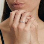 Anello solitario Oro bianco 750/18 carati Diamante bianco, 0.08 ct, 16 pietra, [Brillant], w-si, Diamante bianco, 0.32 ct, [Brillant], w-si