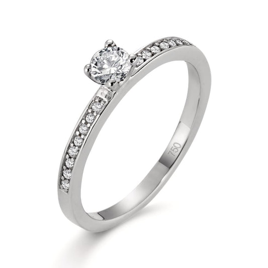 Anello solitario Oro bianco 750/18 carati Diamante bianco, 0.22 ct, [Brillant], w-si, Diamante 0.08 ct, 16 pietra, [Brillant], w-si