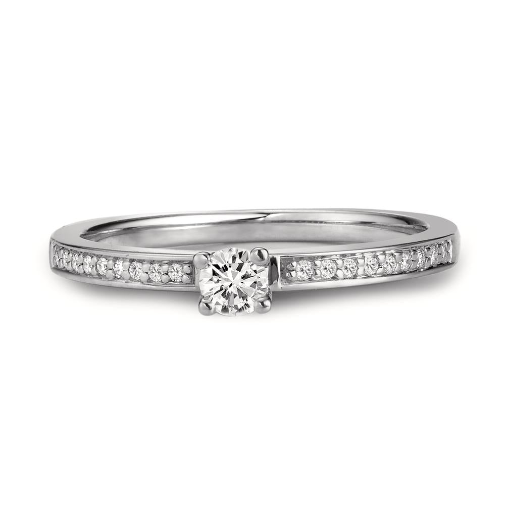 Anello solitario Oro bianco 750/18 carati Diamante bianco, 0.20 ct, 19 pietra, [Brillant], w-si Ø3 mm