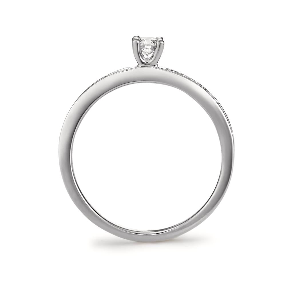 Anello solitario Oro bianco 750/18 carati Diamante bianco, 0.20 ct, 19 pietra, [Brillant], w-si Ø3 mm