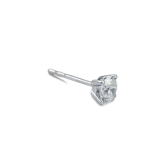 Orecchini a bottone 1 pz Oro bianco 750/18 carati Diamante bianco, 0.37 ct, w-si Ø4.5 mm