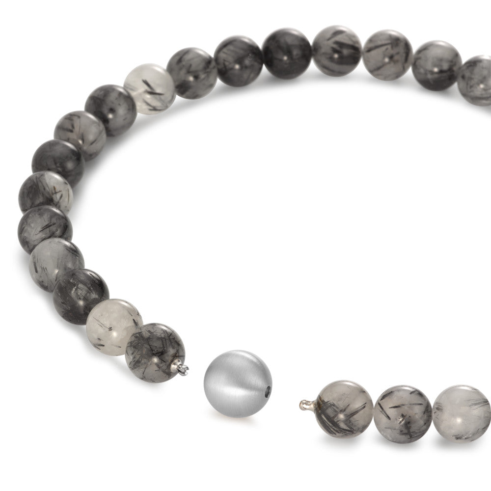 Collana Acciaio inossidabile Cristallo di rocca multicolore, 14 mm, Onice 16 mm 45 cm Ø14 mm