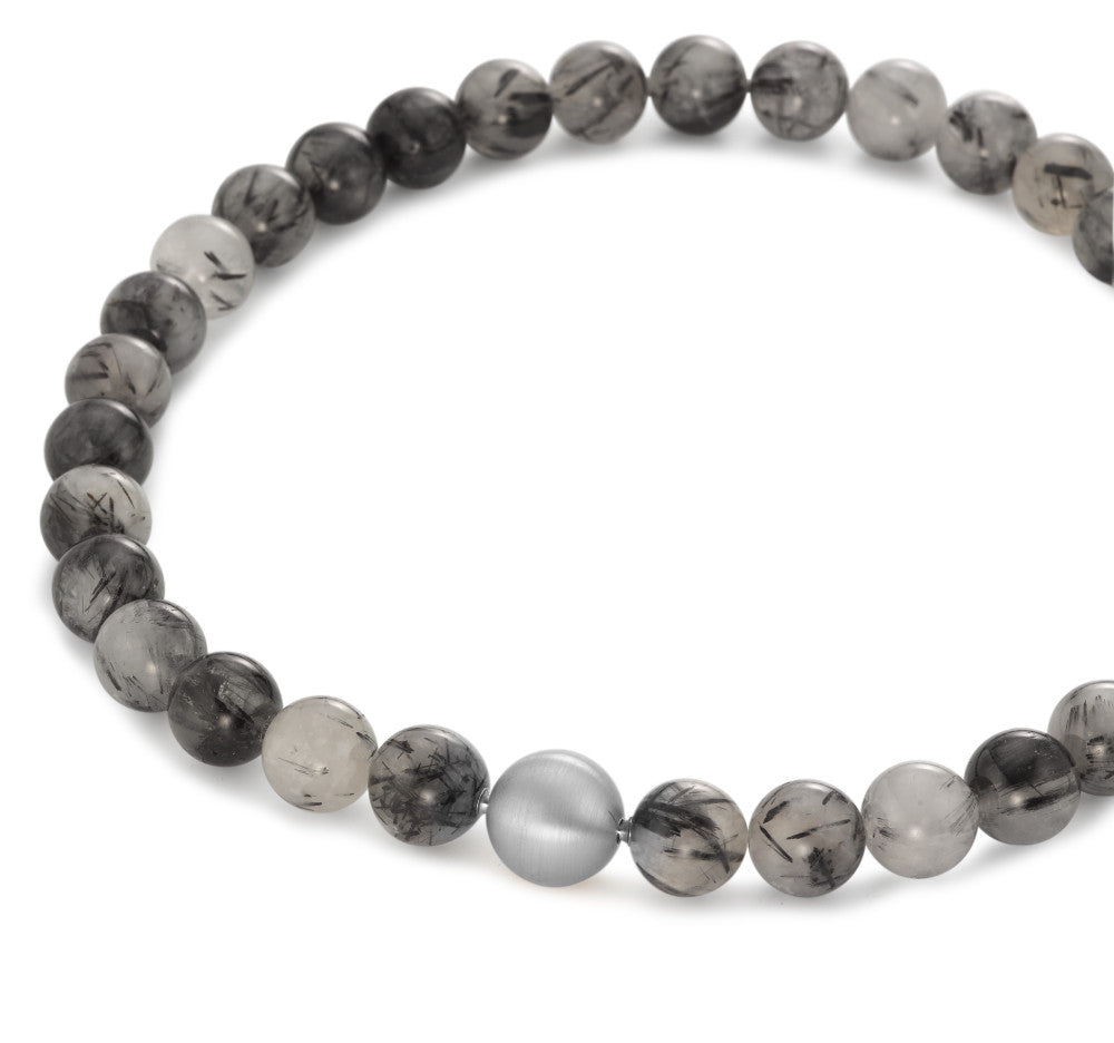 Collana Acciaio inossidabile Cristallo di rocca multicolore, 14 mm, Onice 16 mm 45 cm Ø14 mm