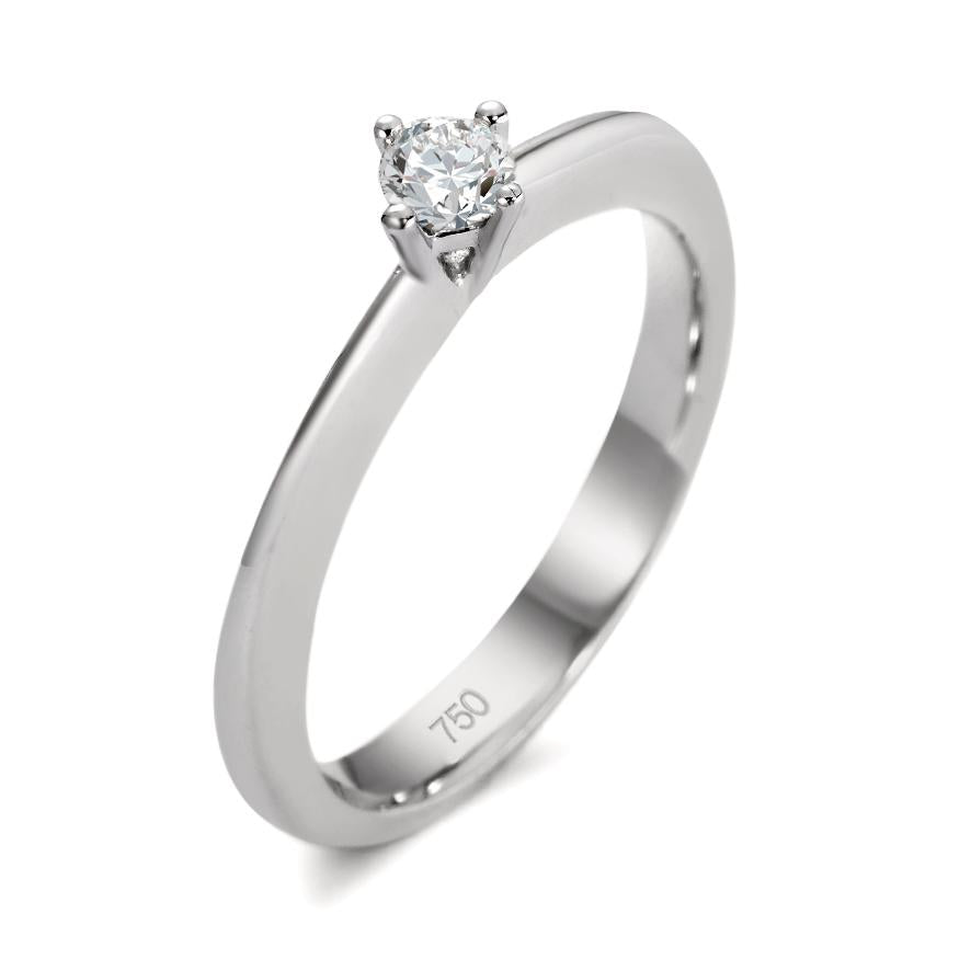 Anello solitario Oro bianco 750/18 carati Diamante bianco, 0.15 ct, si rodiato