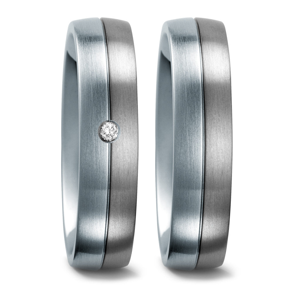 Anello Titanio, Acciaio inossidabile Diamante 0.03 ct, w-si