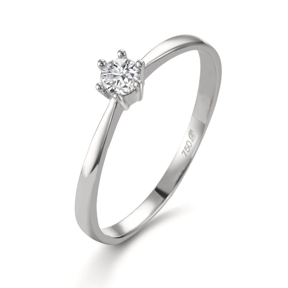 Anello solitario Oro bianco 750/18 carati Diamante bianco, 0.15 ct, si