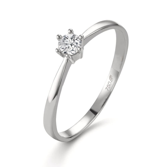 Anello solitario Oro bianco 750/18 carati Diamante bianco, 0.15 ct, si
